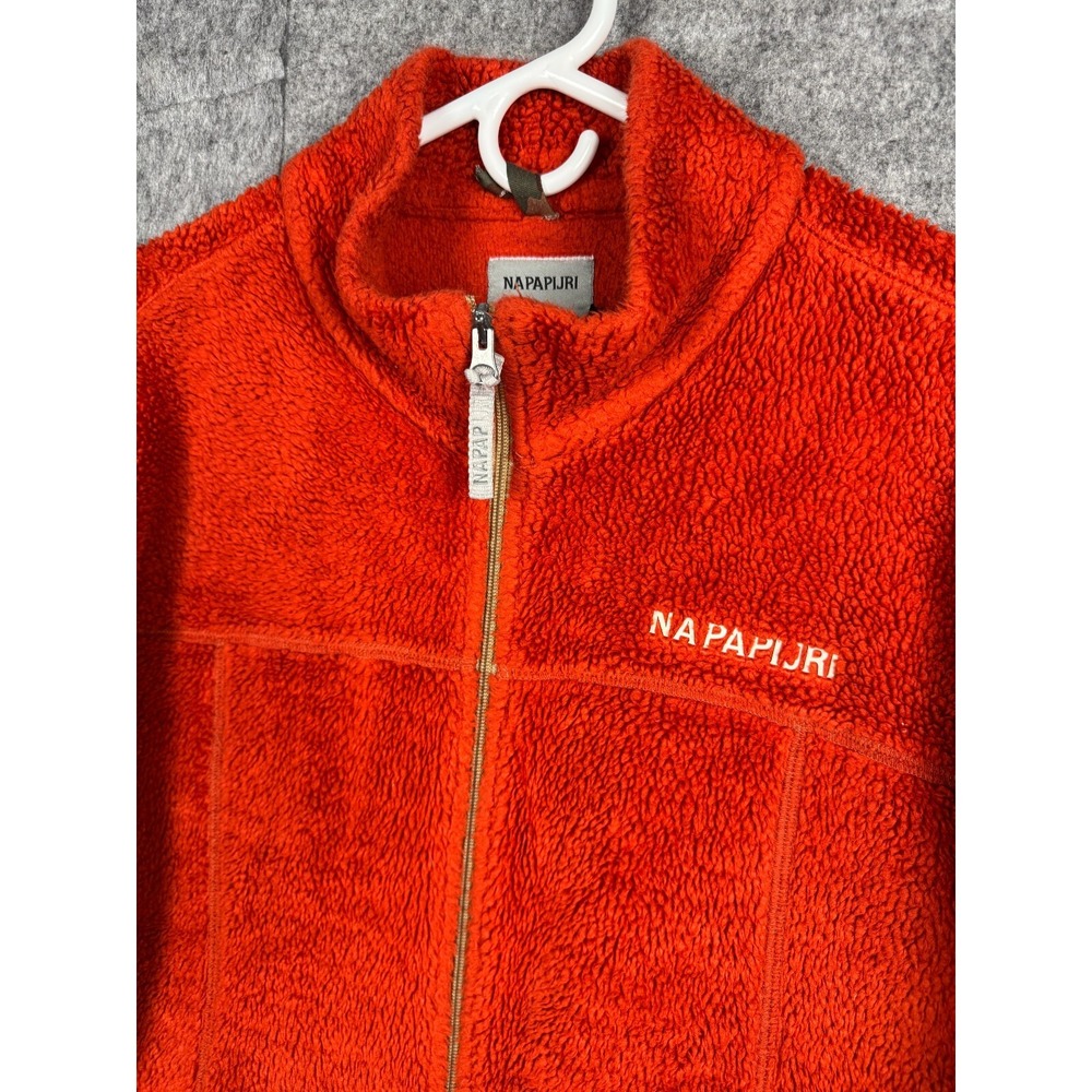 NAPAPIJRI Jacket Women's Large Orange Deep Pile Fleece Full Zip Warm Thick *